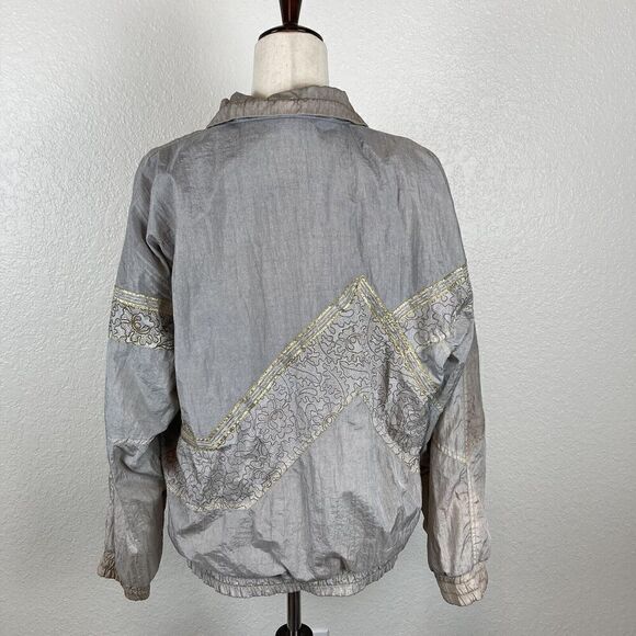Vintage G4000 Gray Lace Windbreaker Jacket M/L  80s 90s Retro Full Zip Woman’s - Picture 4 of 12